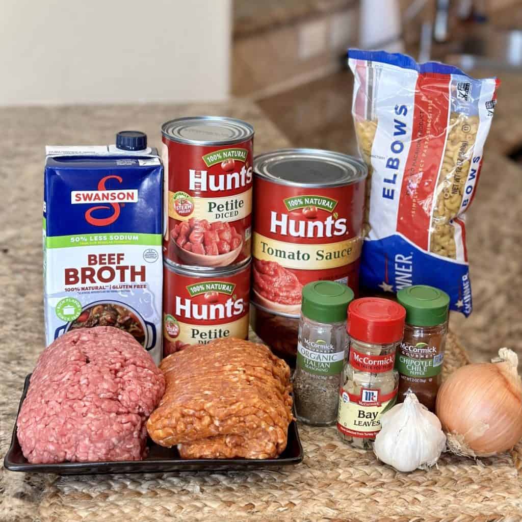 The ingredients to make goulash.