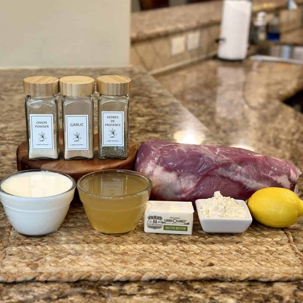 The ingredients to make pork tender bites and gravy.