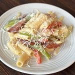 A plate of cajun alfredo pasta.