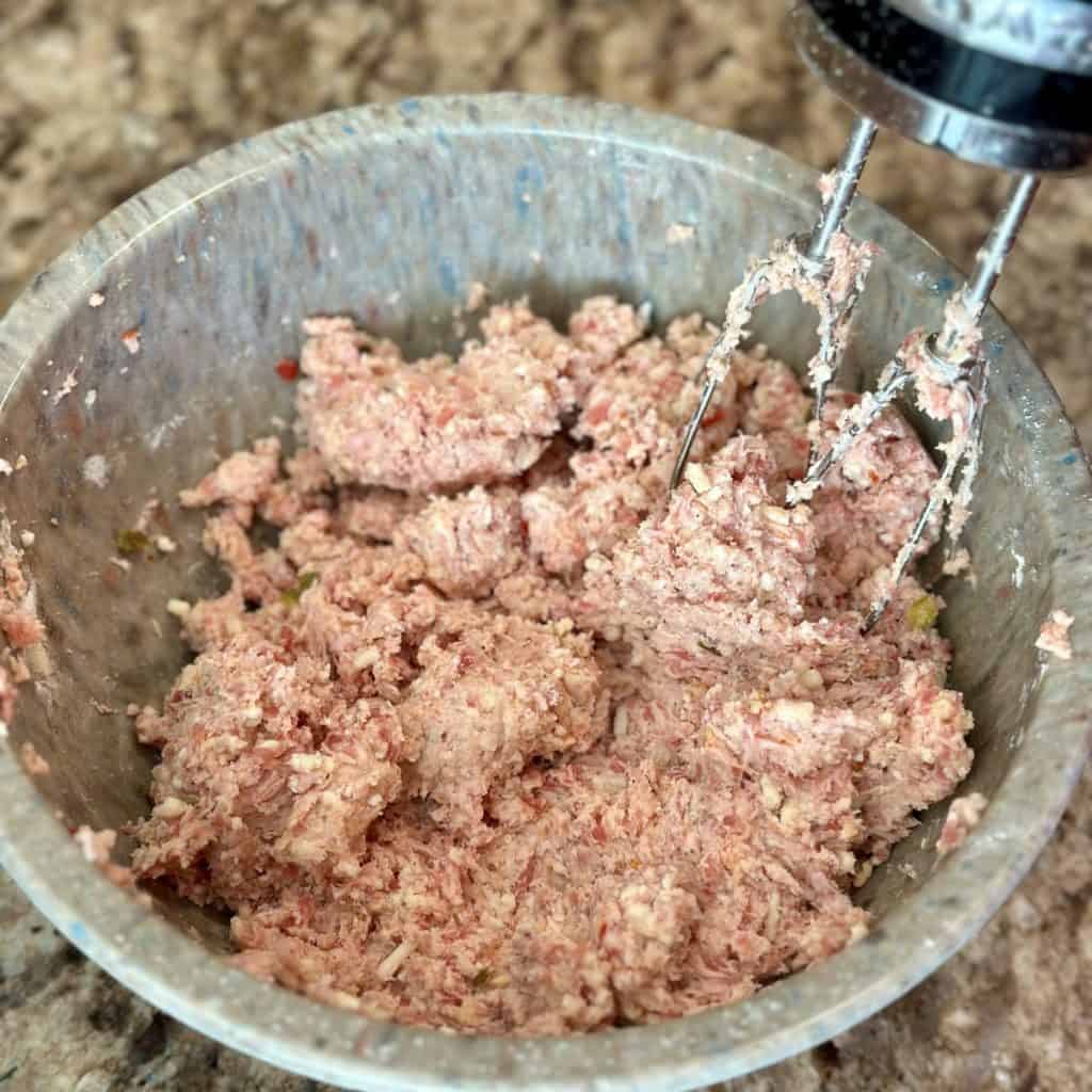 Sausage ball dough in a bowl.