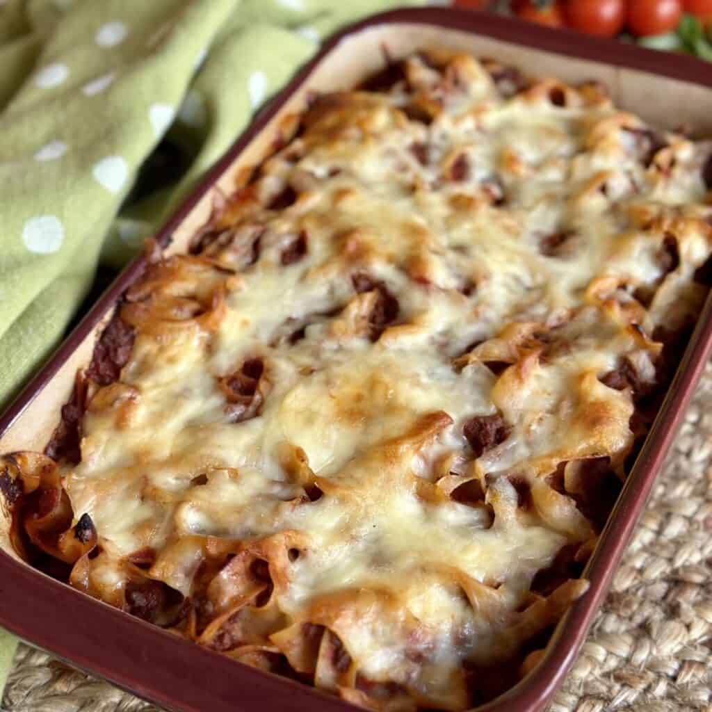 A pan of lazy lasagna.