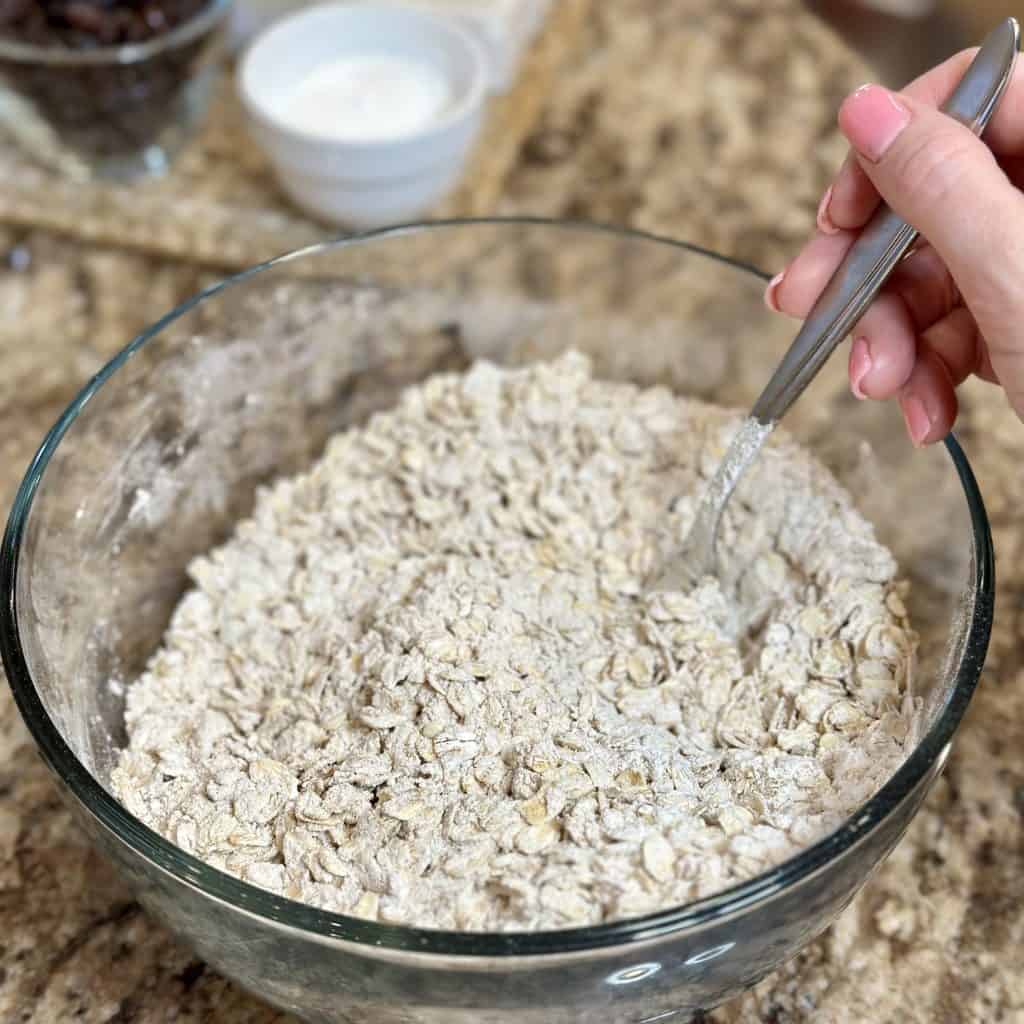 mixing together the dry ingredients