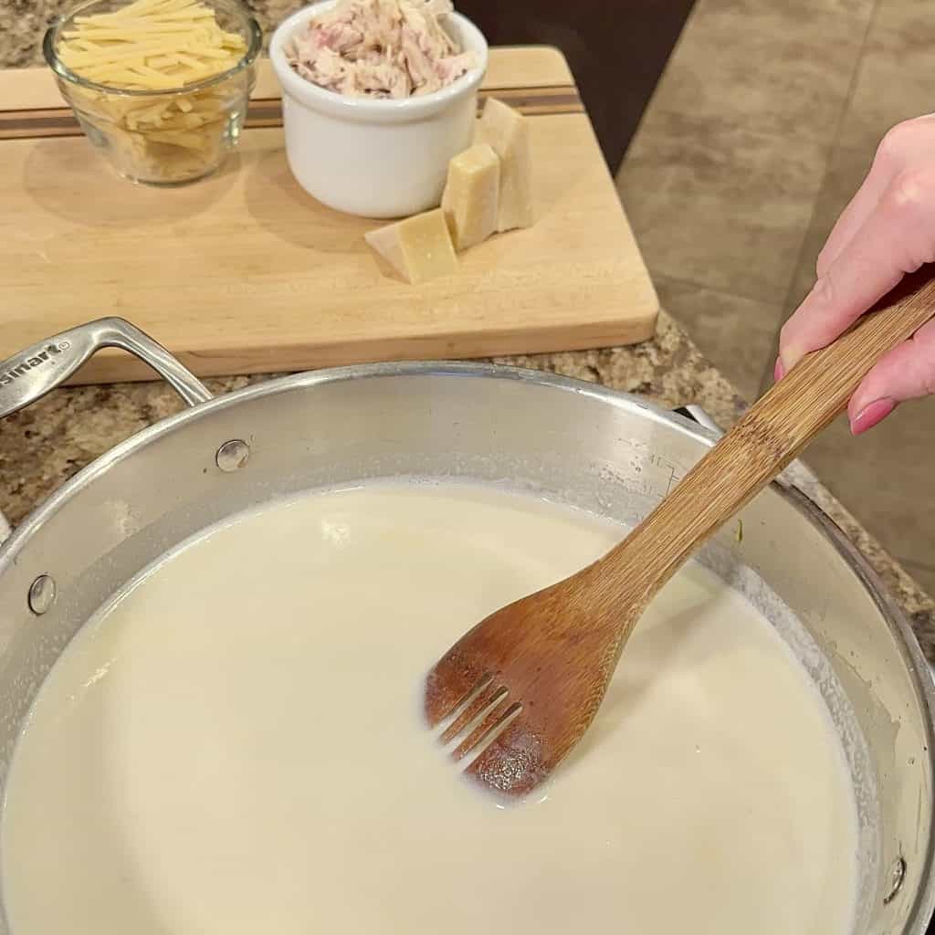 Cooking the broth in a large soup pot