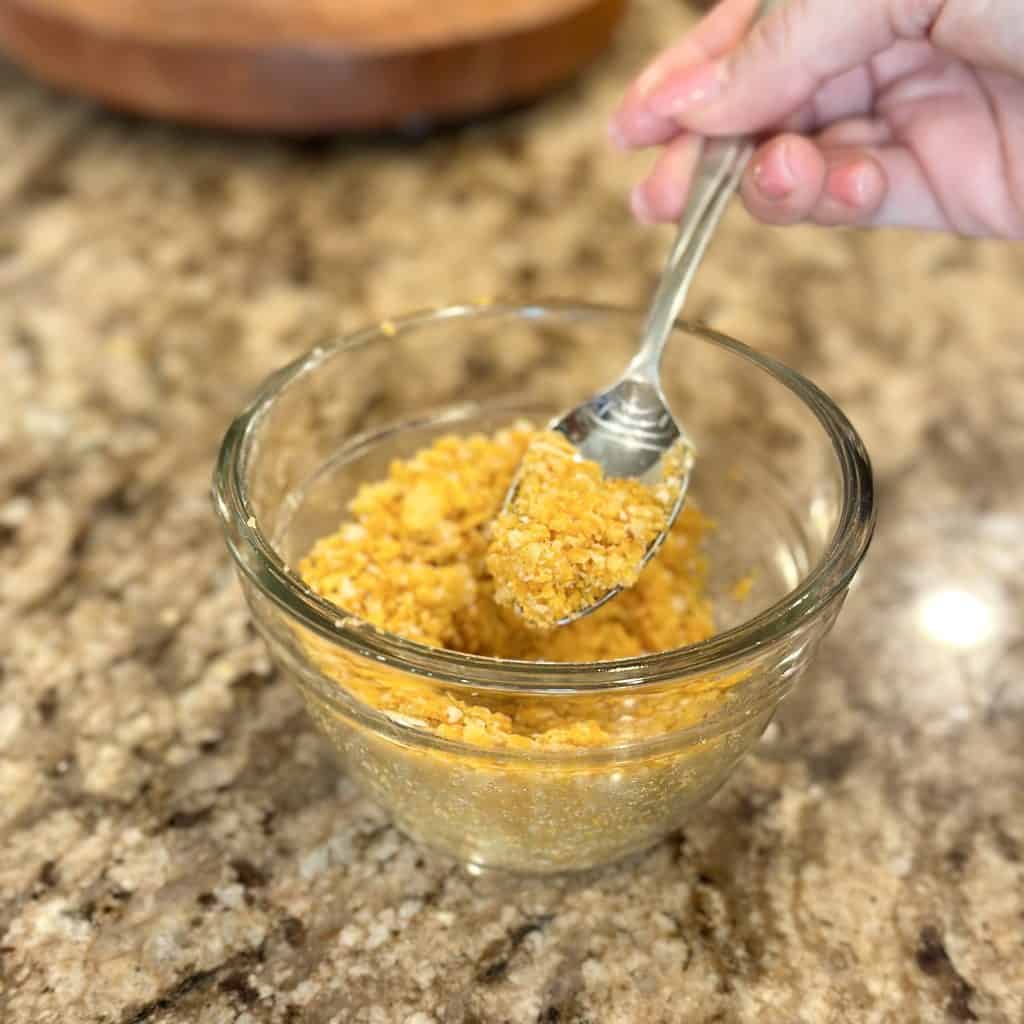 crunchy topping in a small dish