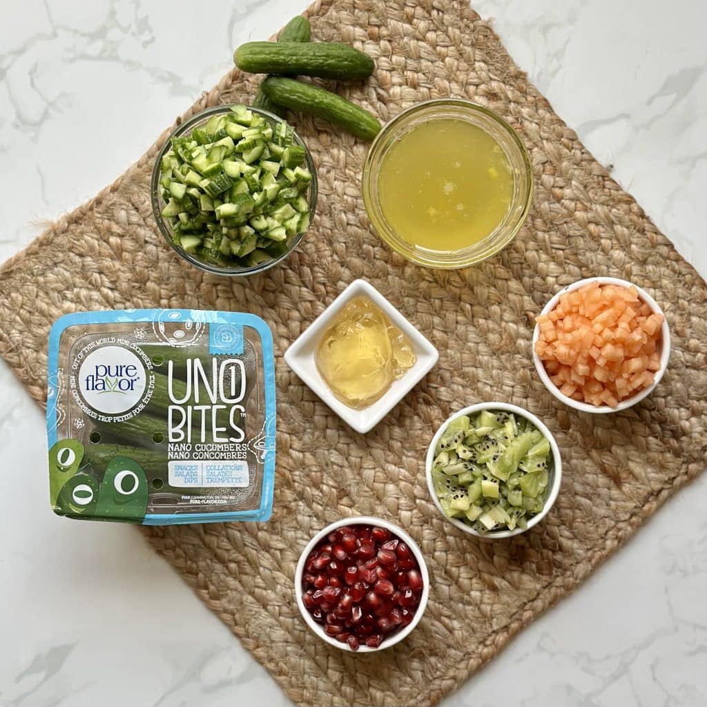 ingredients in small bowls on a countertop