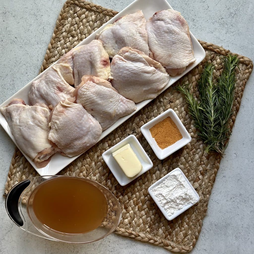 Ingredients displayed on a decorative mat.