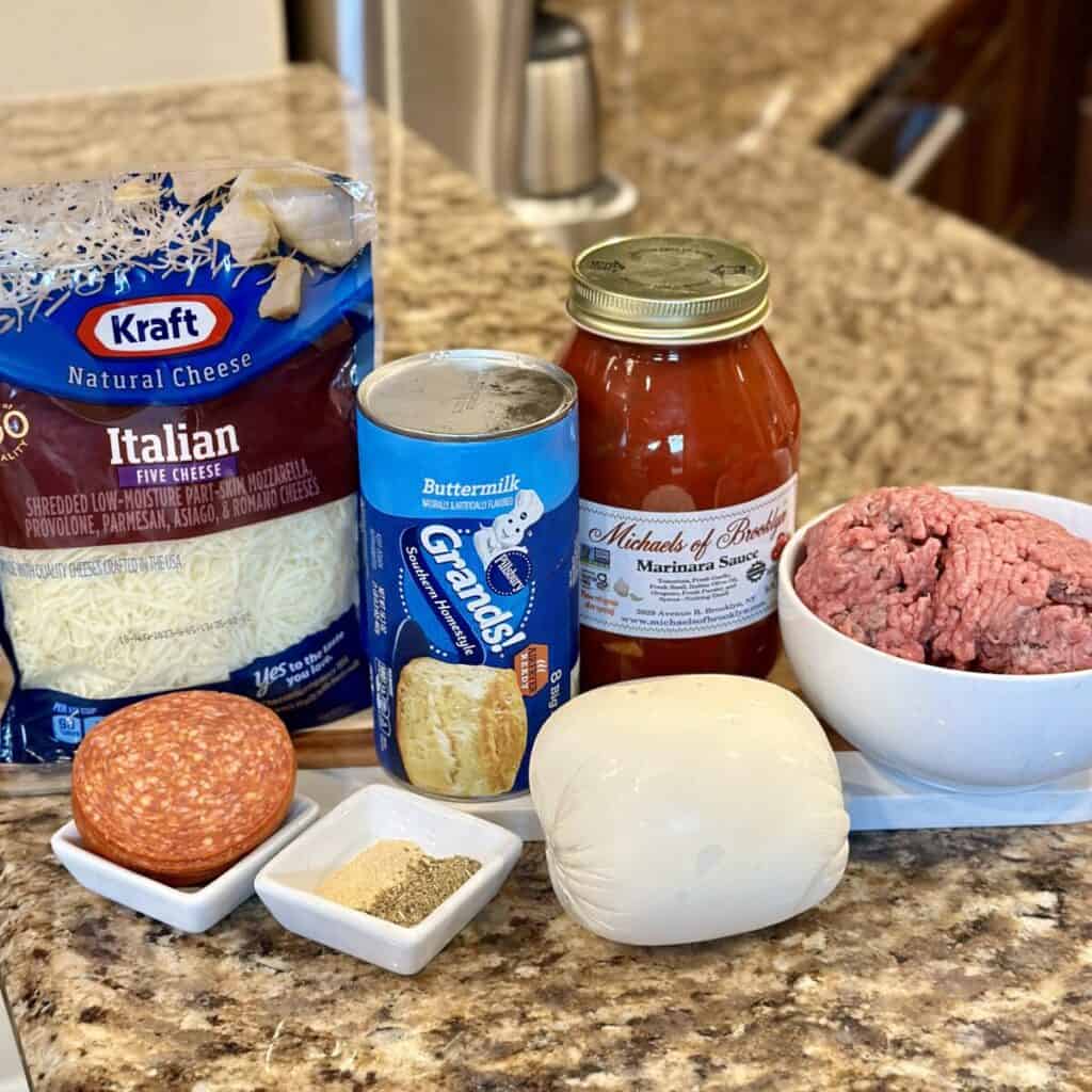 Ingredients to make pizza cups.