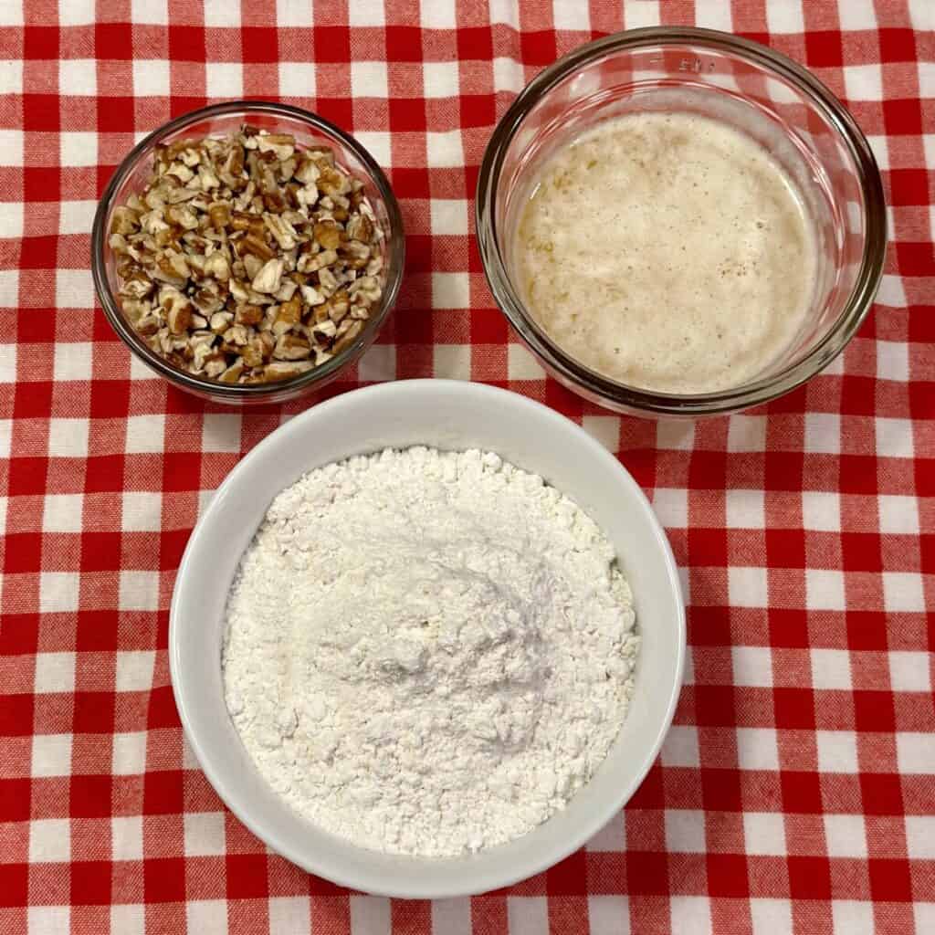 The ingredients to make a shortbread crust.