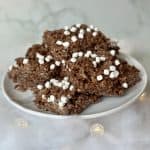 A place of chocolate cocoa rice krispy treats.