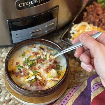 A bowl of potato soup.