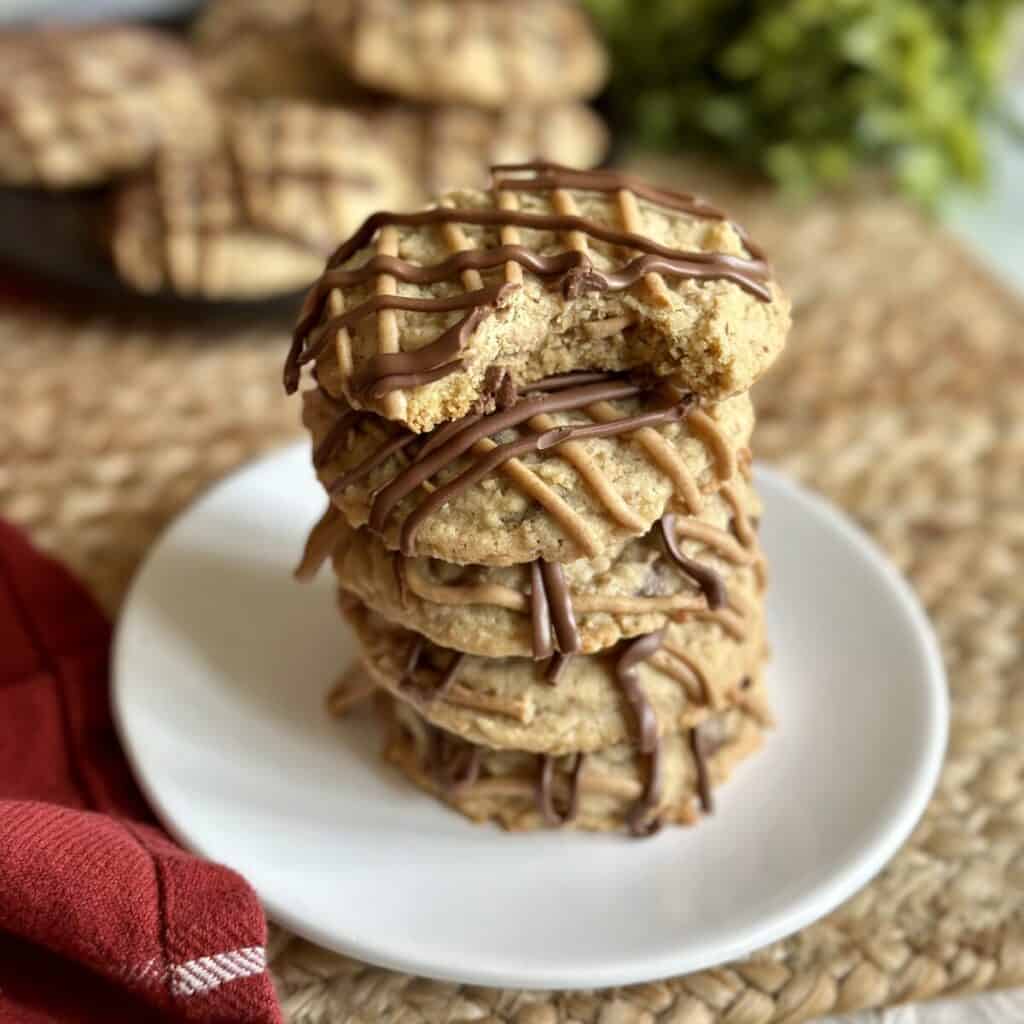 A stack of oatmeal cookies.