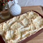 A baked banana pudding.