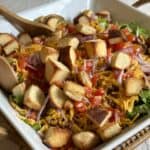 A cheeseburger salad in a bowl.