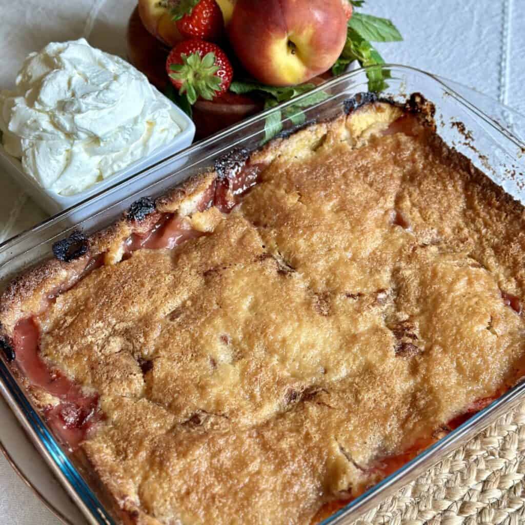 A strawberry peach cobbler.