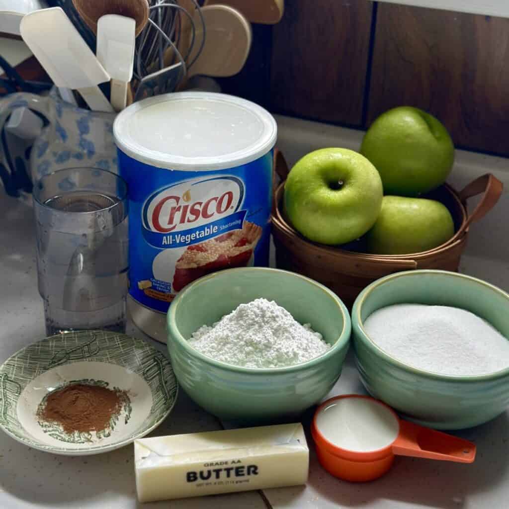 The ingredients to make apple roll.