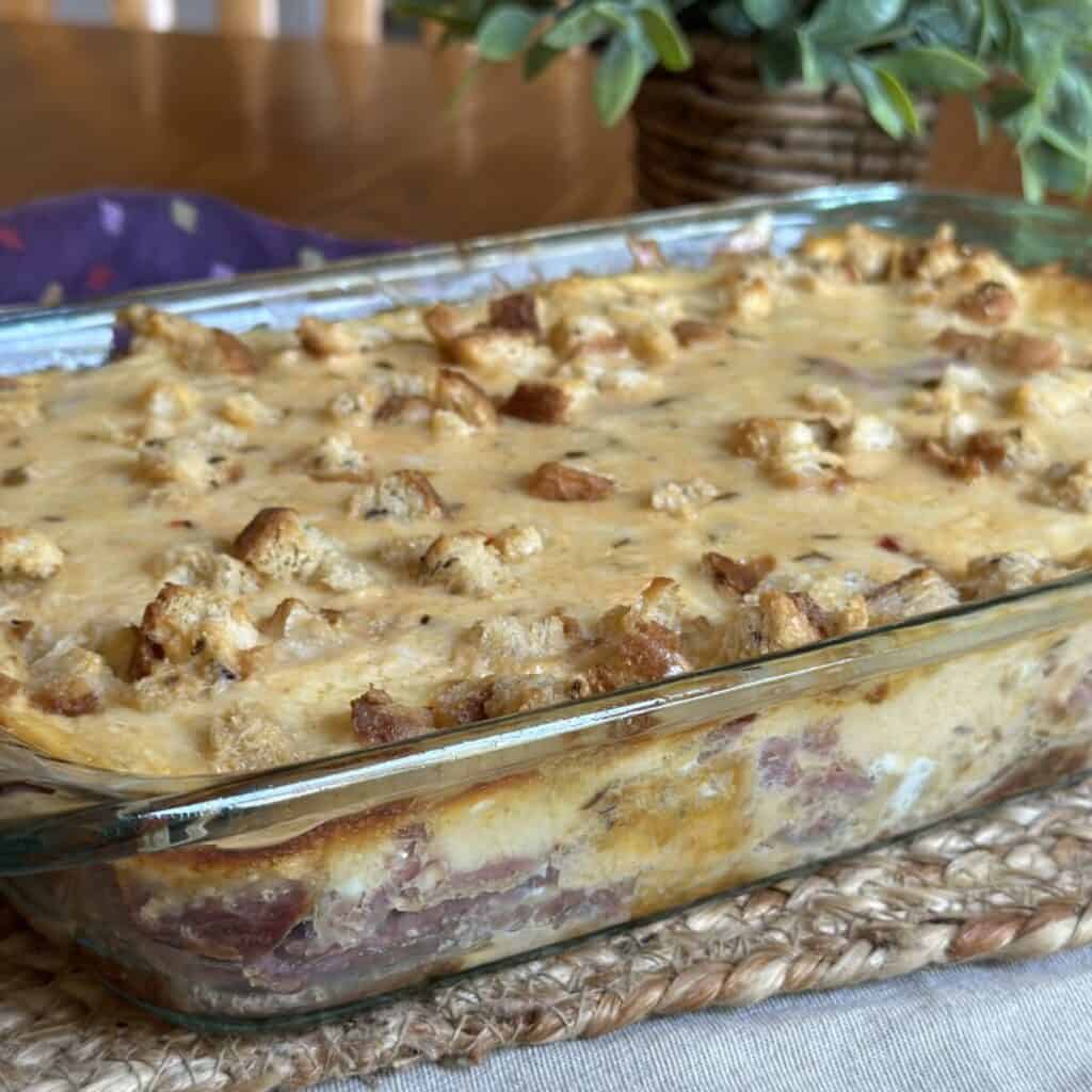 A dish of Reuben casserole.