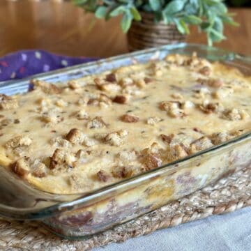 A dish of Reuben casserole.