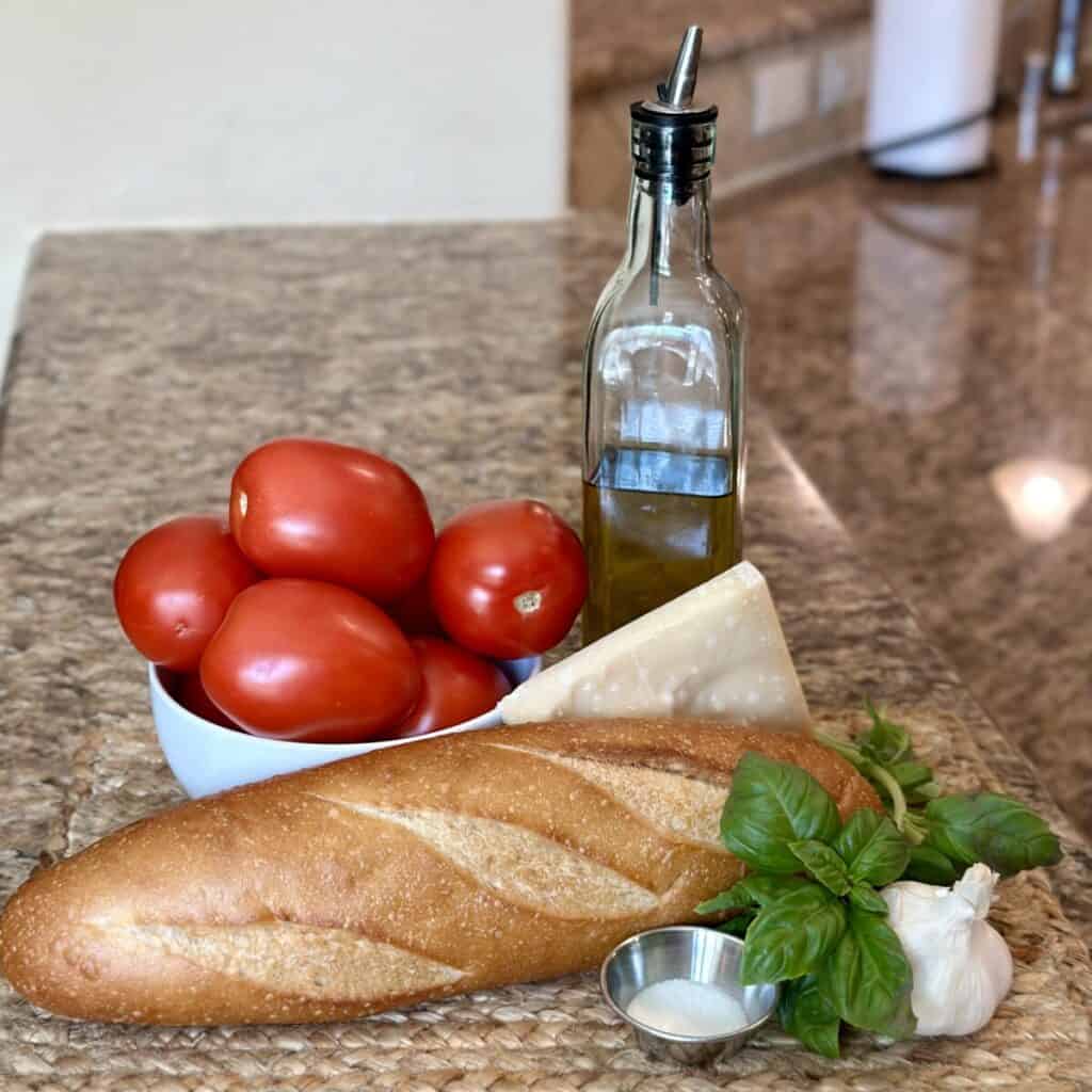 The ingredients to make scalloped tomatoes