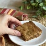 A peanut butter brownie on a plate.