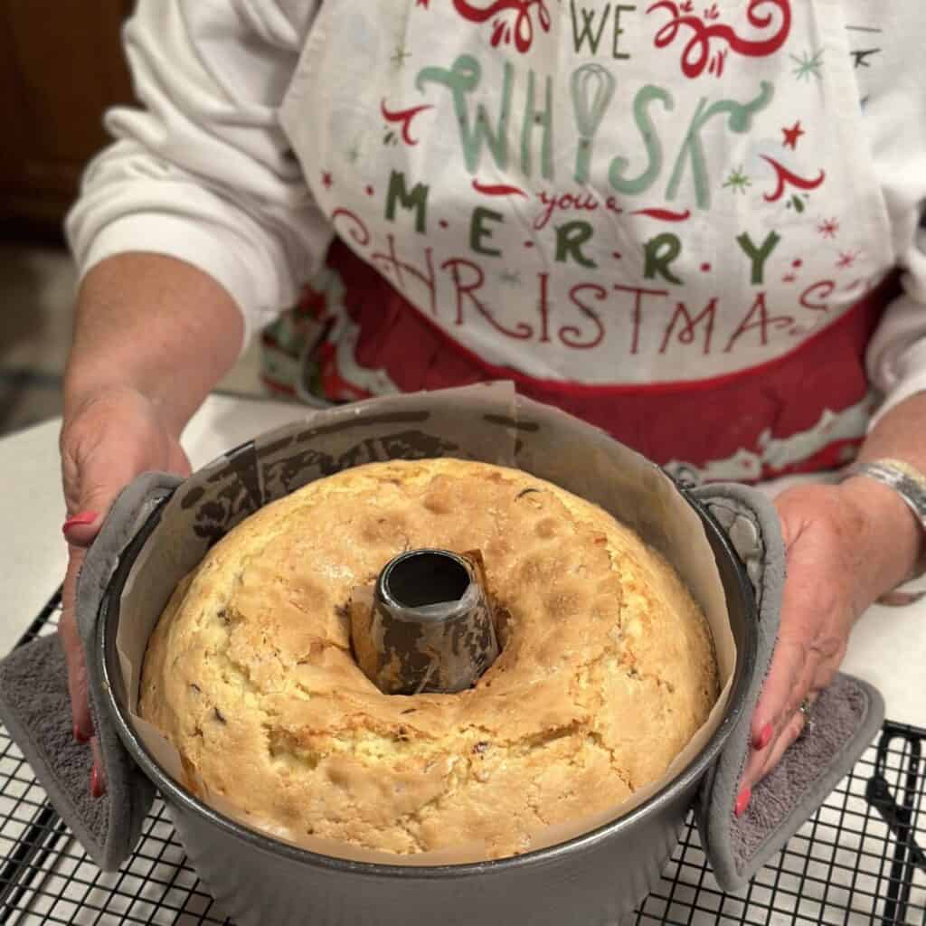 A baked pound cake.