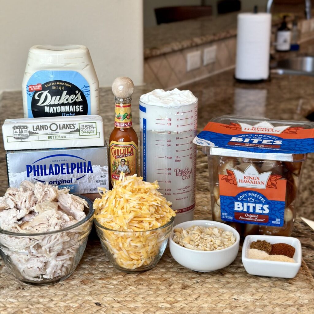 Ingredients to make Nashville hot chicken dip.