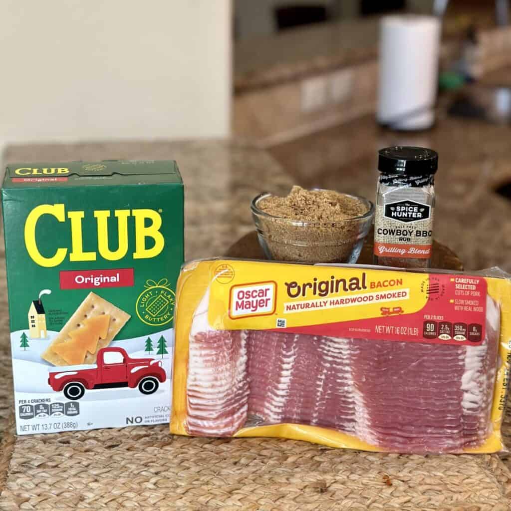 The ingredients to make bacon crackers.